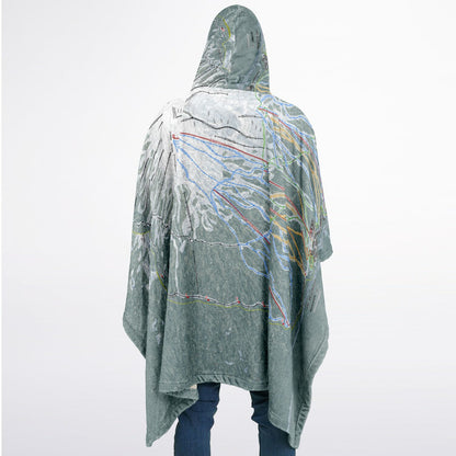 Mt Bachelor, Oregon Ski Resort Map Flannel Blanket Poncho