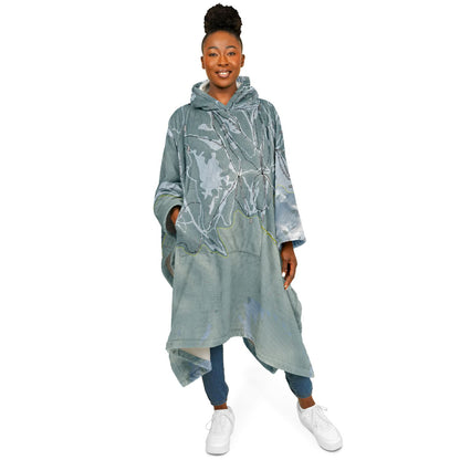 Island Lake Lodge, British Columbia Ski Resort Map Flannel Blanket Poncho