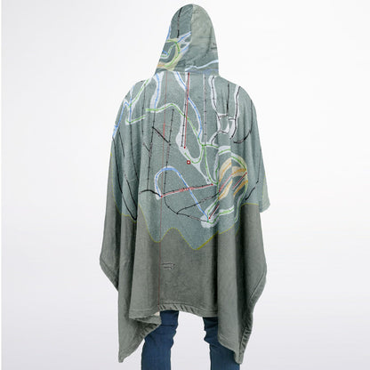 Sipapu, New Mexico Ski Resort Map Flannel Blanket Poncho
