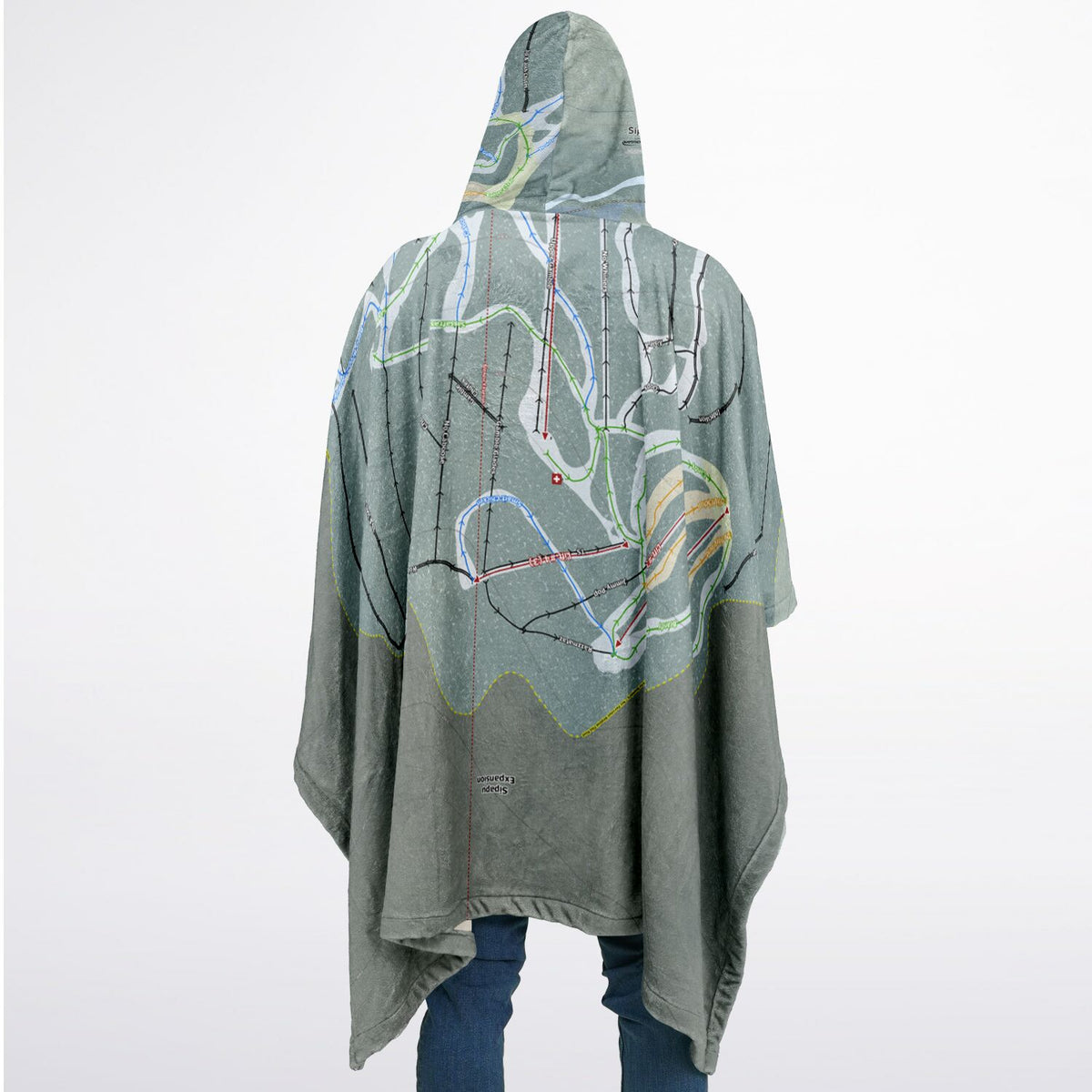Sipapu, New Mexico Ski Resort Map Flannel Blanket Poncho