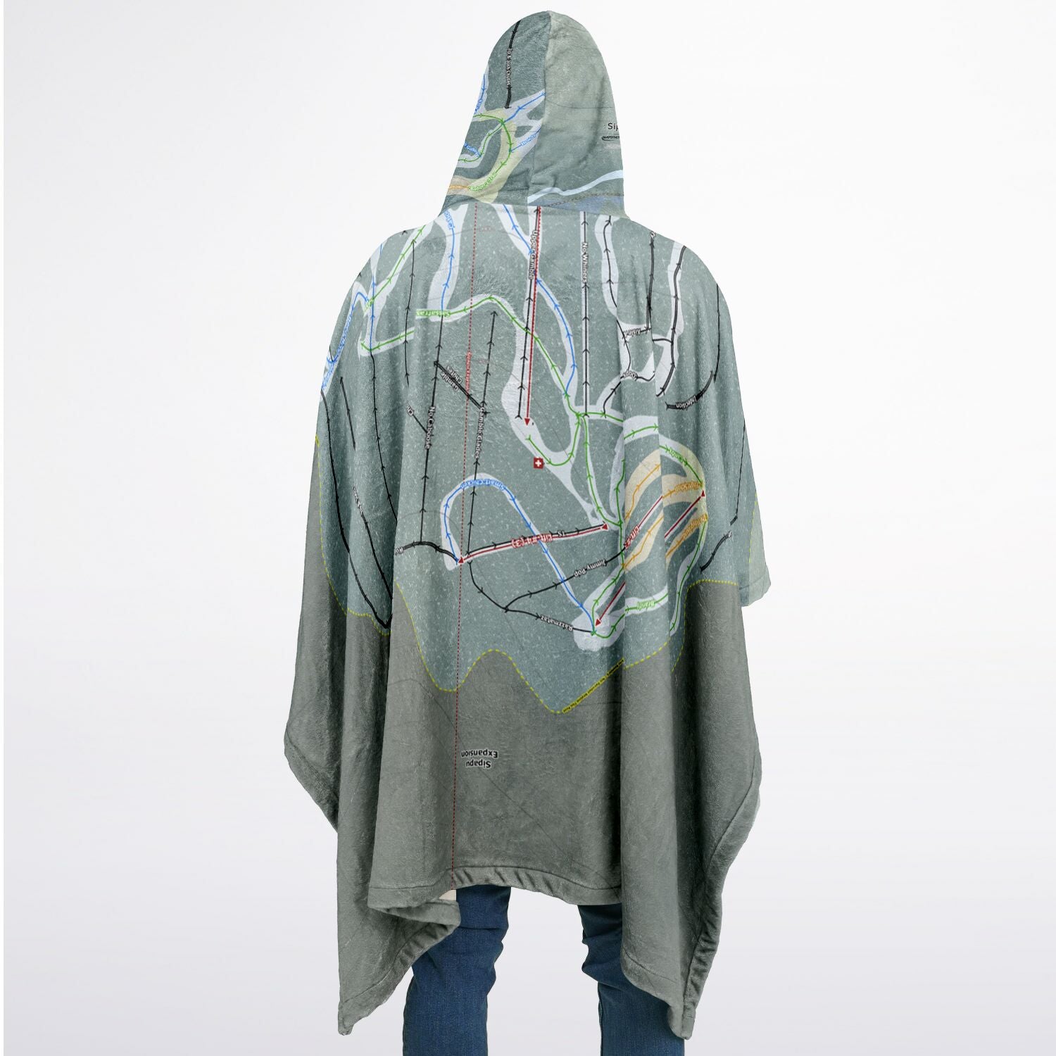 Sipapu, New Mexico Ski Resort Map Flannel Blanket Poncho