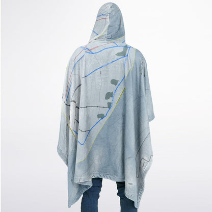 Arctic Valley, Alaska Ski Resort Map Flannel Blanket Poncho