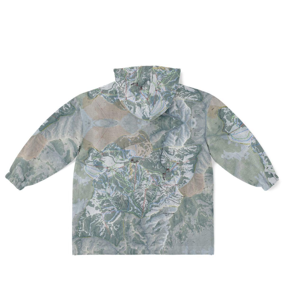 Powder Mountain, Utah Ski Resort Map Youth Reversible Snug Hoodie