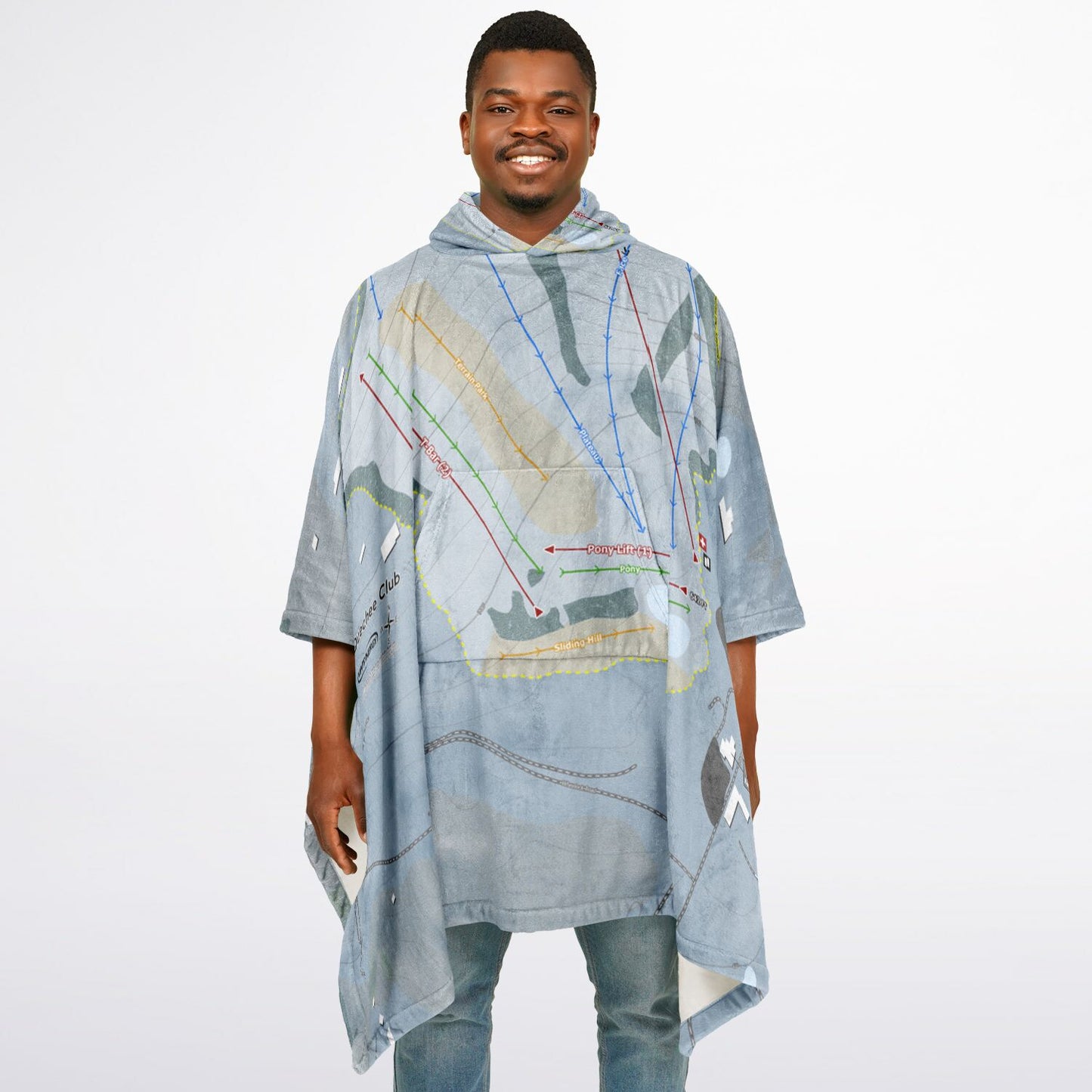 Quechee Club, Vermont Ski Resort Map Flannel Blanket Poncho