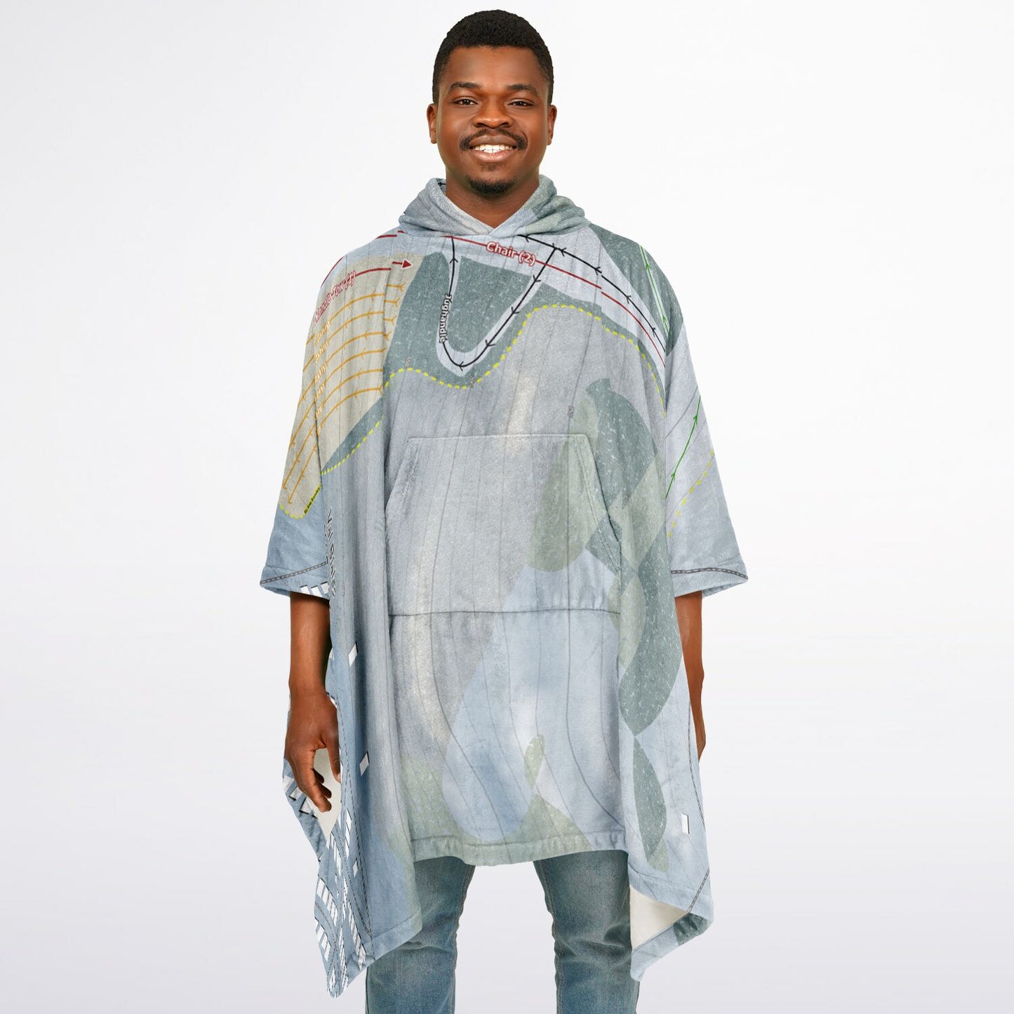 Val Bialas Ski Center, New York Ski Resort Map Flannel Blanket Poncho