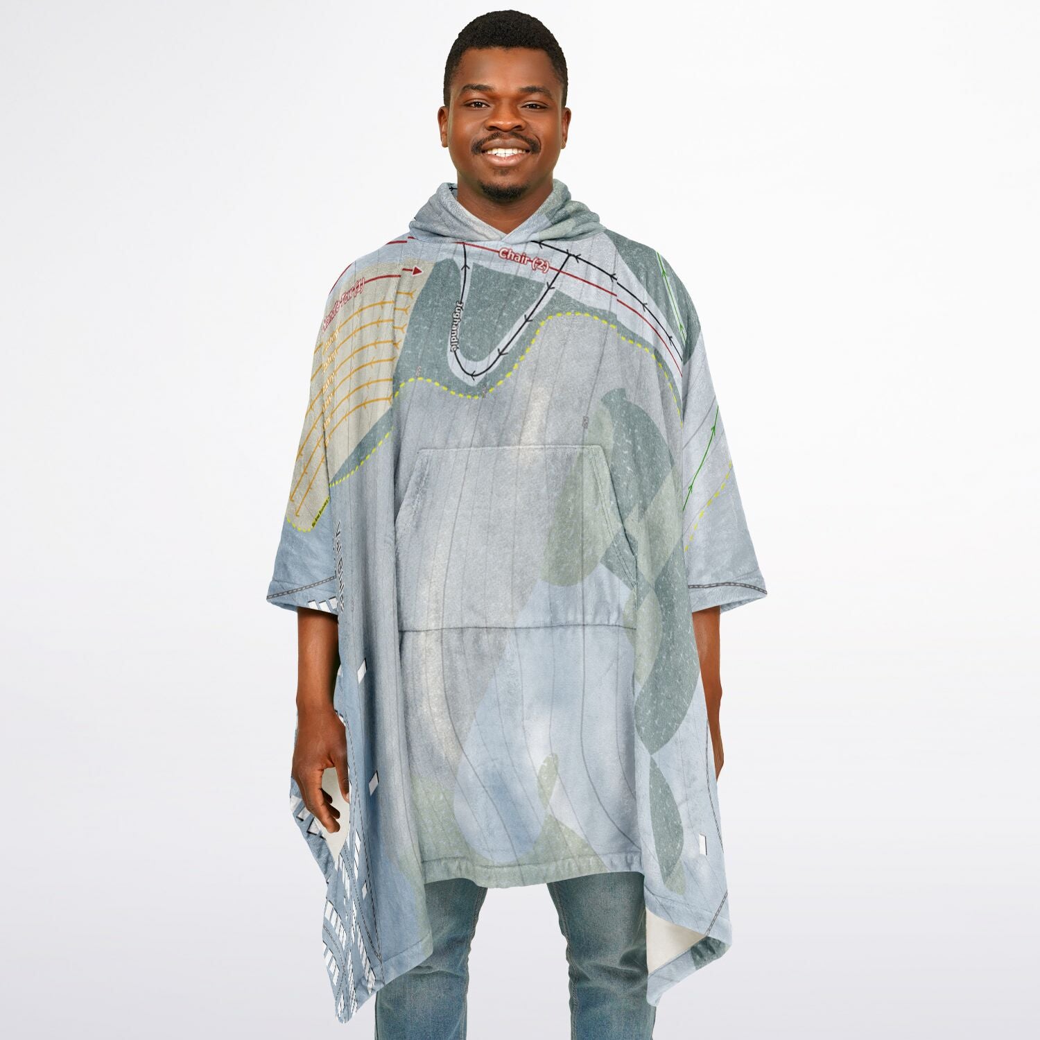 Val Bialas Ski Center, New York Ski Resort Map Flannel Blanket Poncho
