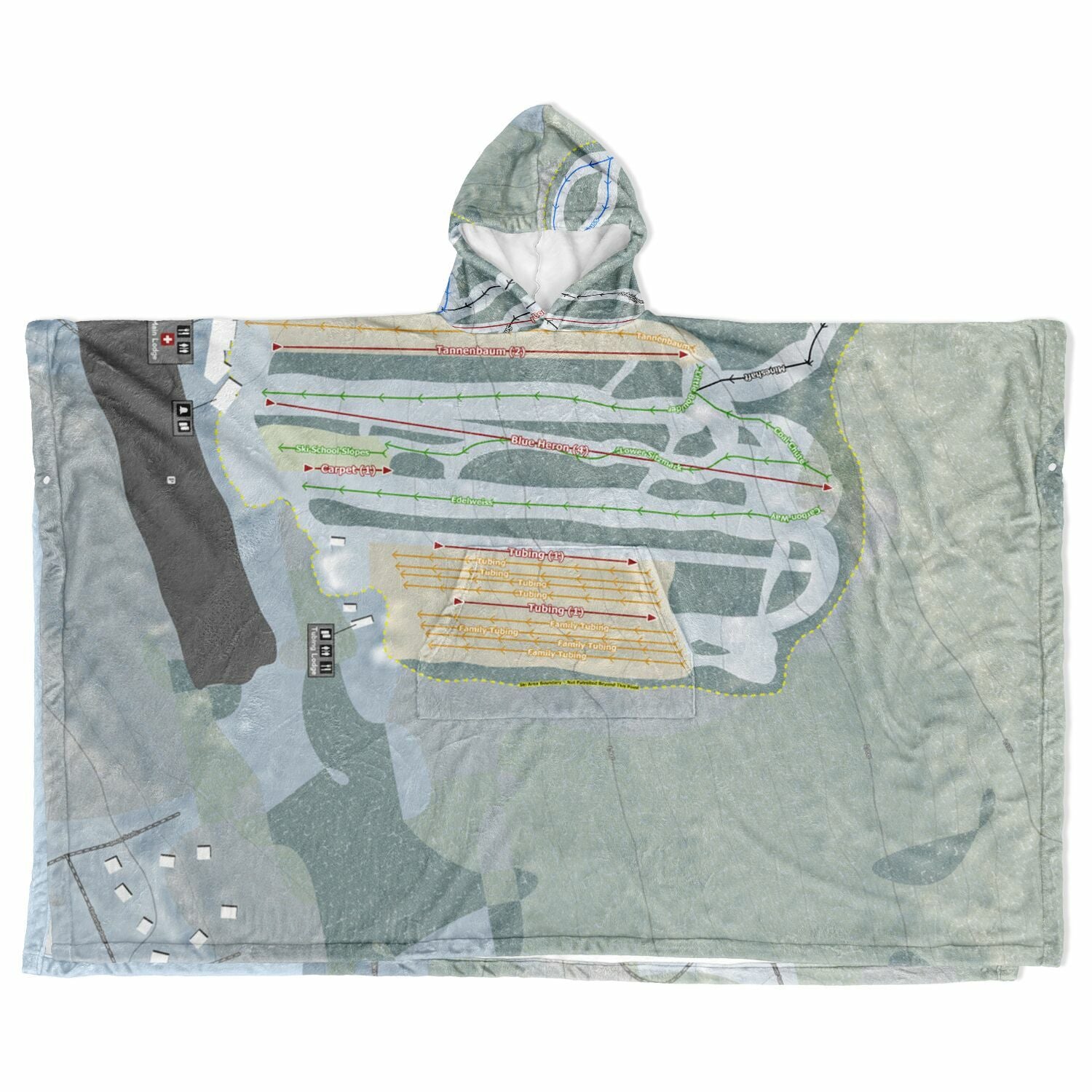 Big Boulder, Pennsylvania Ski Resort Map Flannel Blanket Poncho