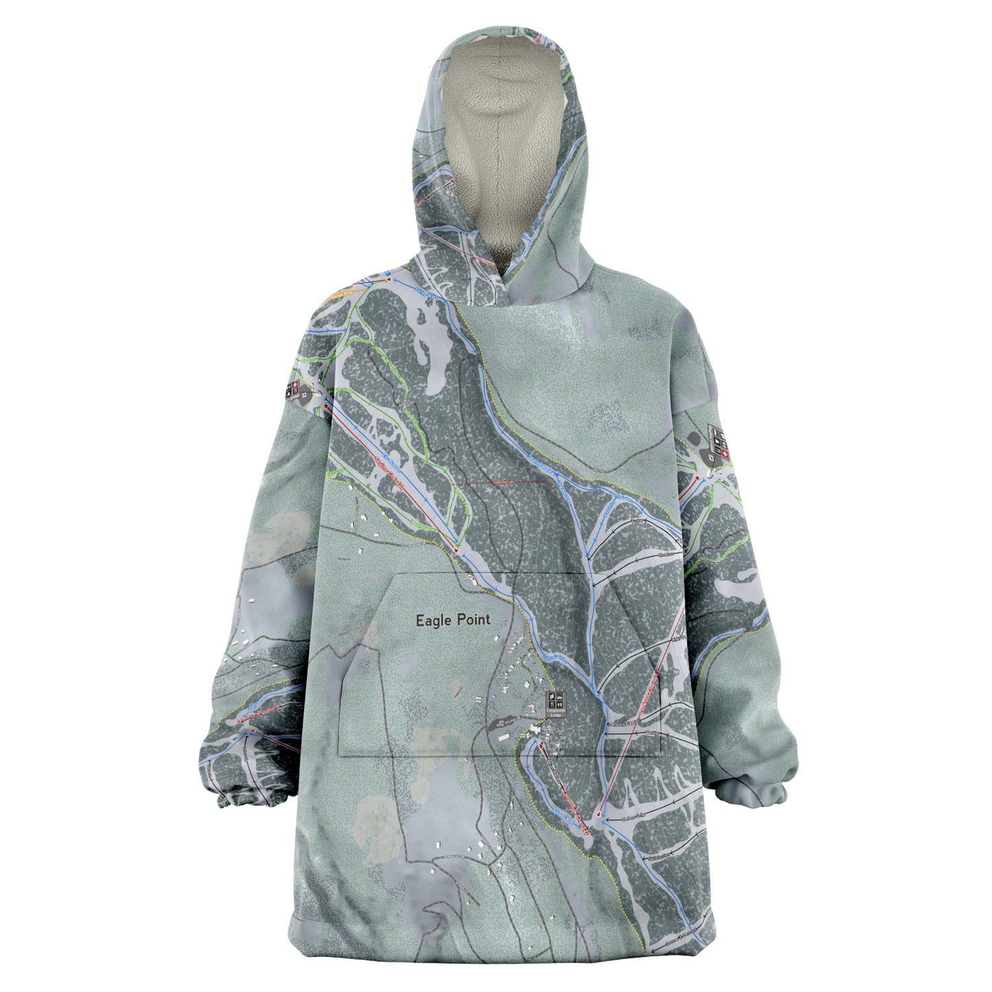 Eagle Point, Utah Ski Trail Map - Snug Hoodie - Powderaddicts
