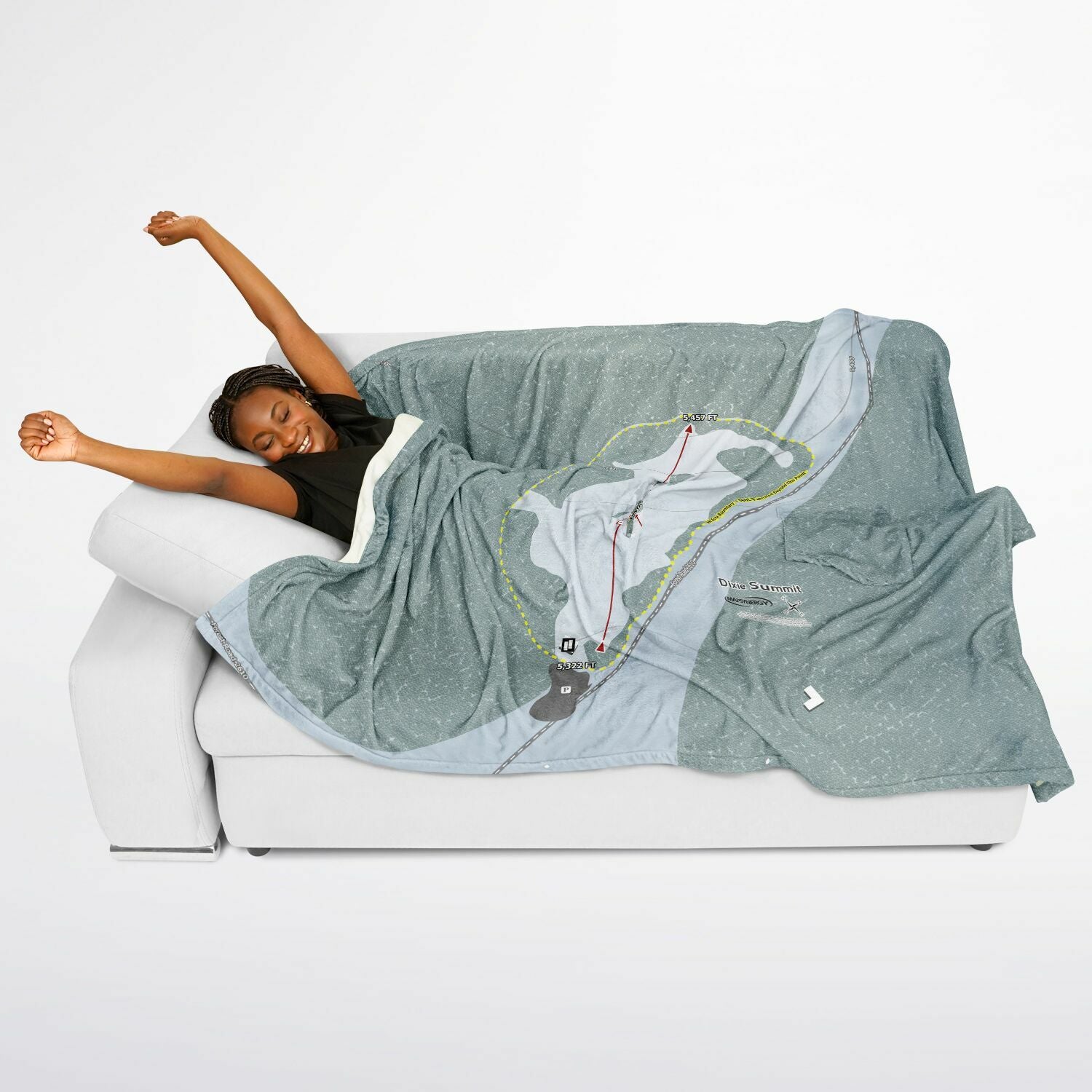 Dixie Summit, Oregon Ski Resort Map Flannel Blanket Poncho