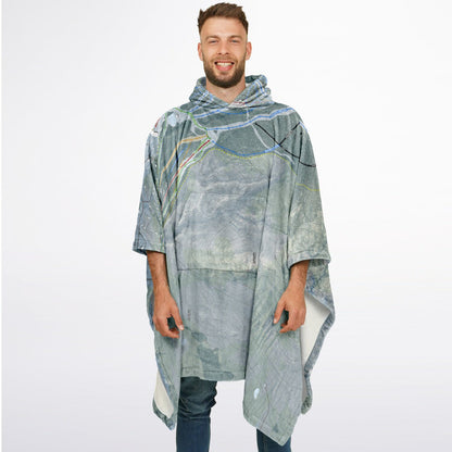 Burke Mountain, Vermont Ski Resort Map Flannel Blanket Poncho