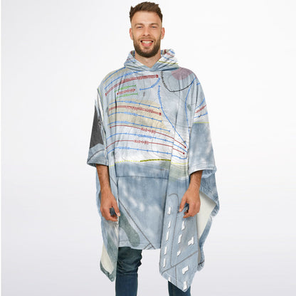 Mt Brighton, Michigan Ski Resort Map Flannel Blanket Poncho