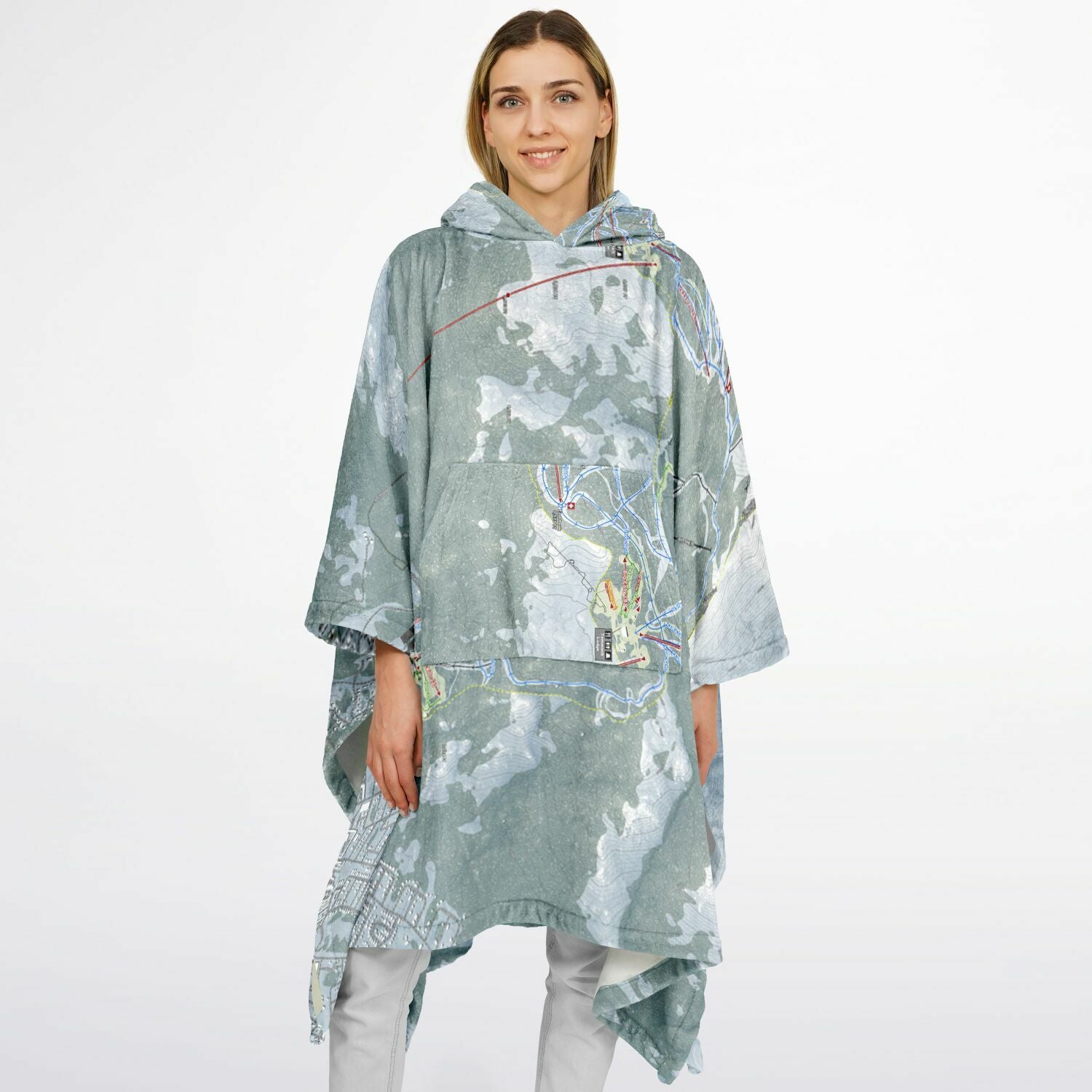 Heavenly, Nevada Ski Resort Map Flannel Blanket Poncho