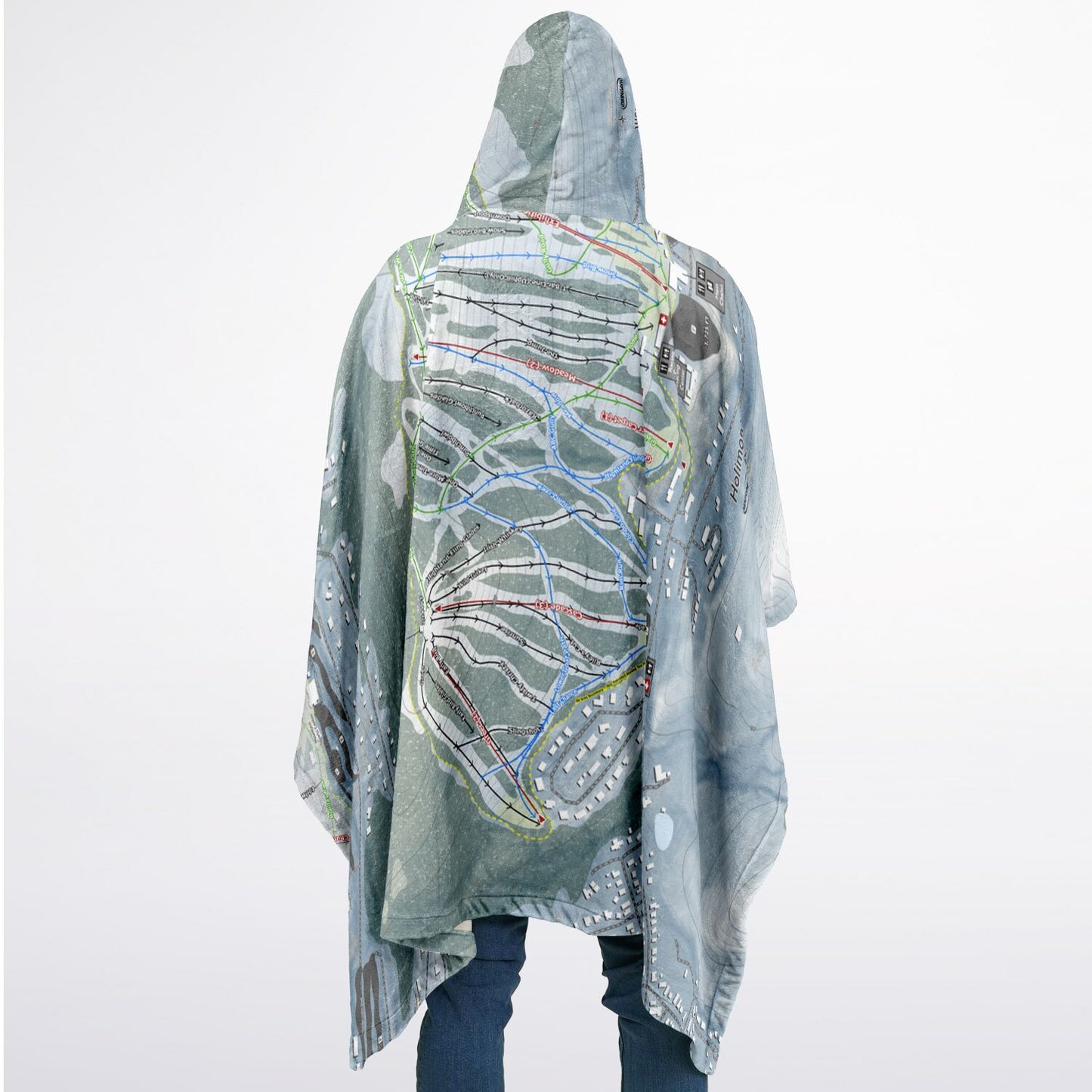Holimont, New York Ski Resort Map Flannel Blanket Poncho