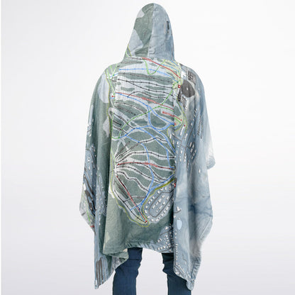 Holimont, New York Ski Resort Map Flannel Blanket Poncho