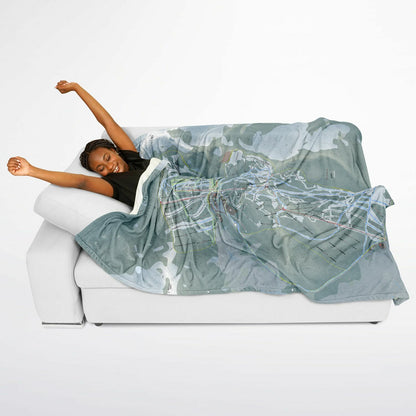 Whitewater, British Columbia Ski Resort Map Flannel Blanket Poncho