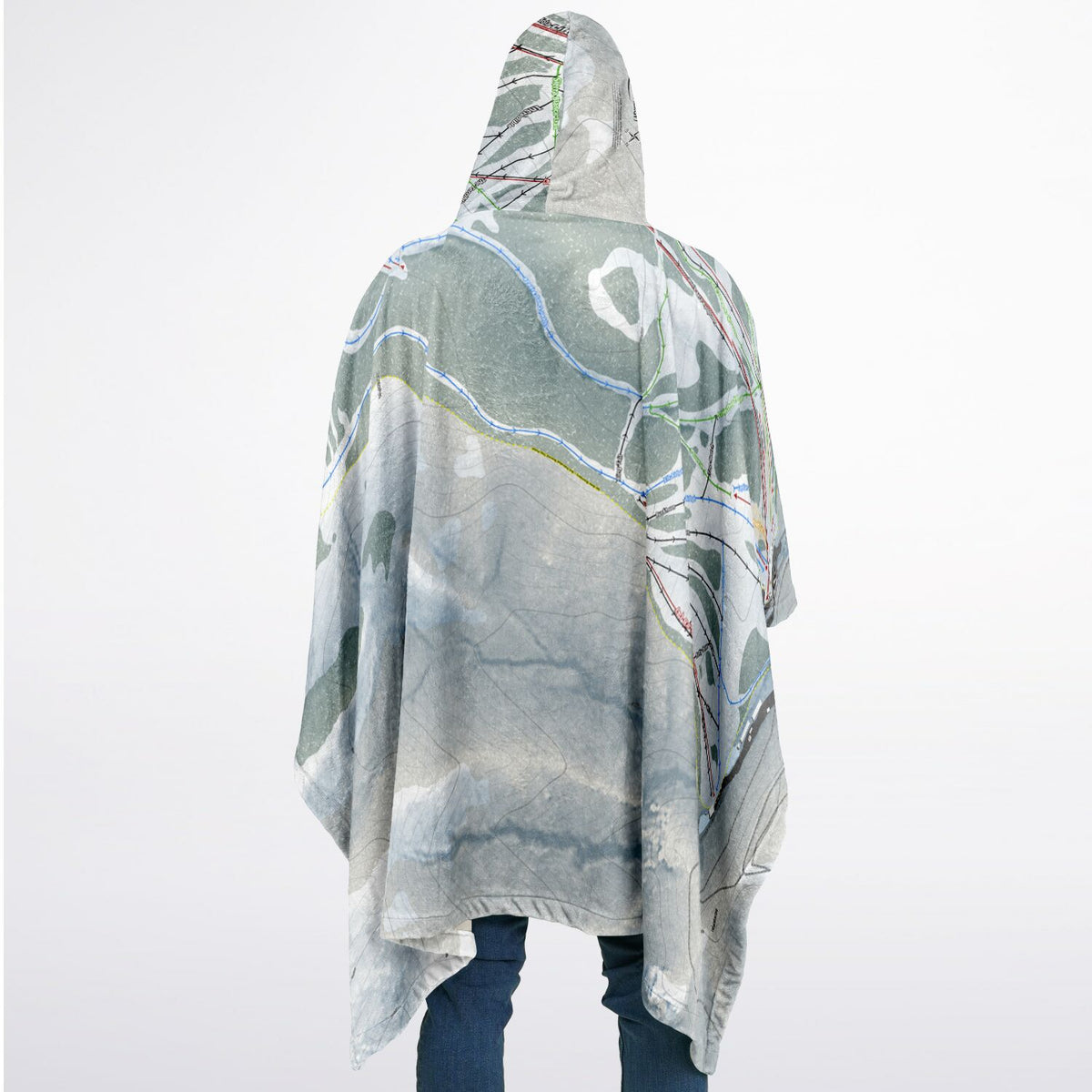 Ski Apache, New Mexico Ski Resort Map Flannel Blanket Poncho