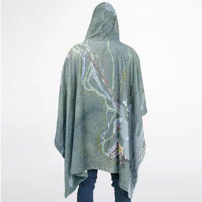Mt Hood Skibowl, Oregon Ski Resort Map Flannel Blanket Poncho
