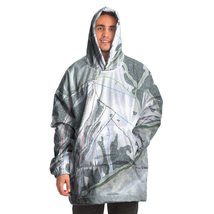 Pine Creek, Wyoming Ski Trail Map Snug Hoodie - Powderaddicts