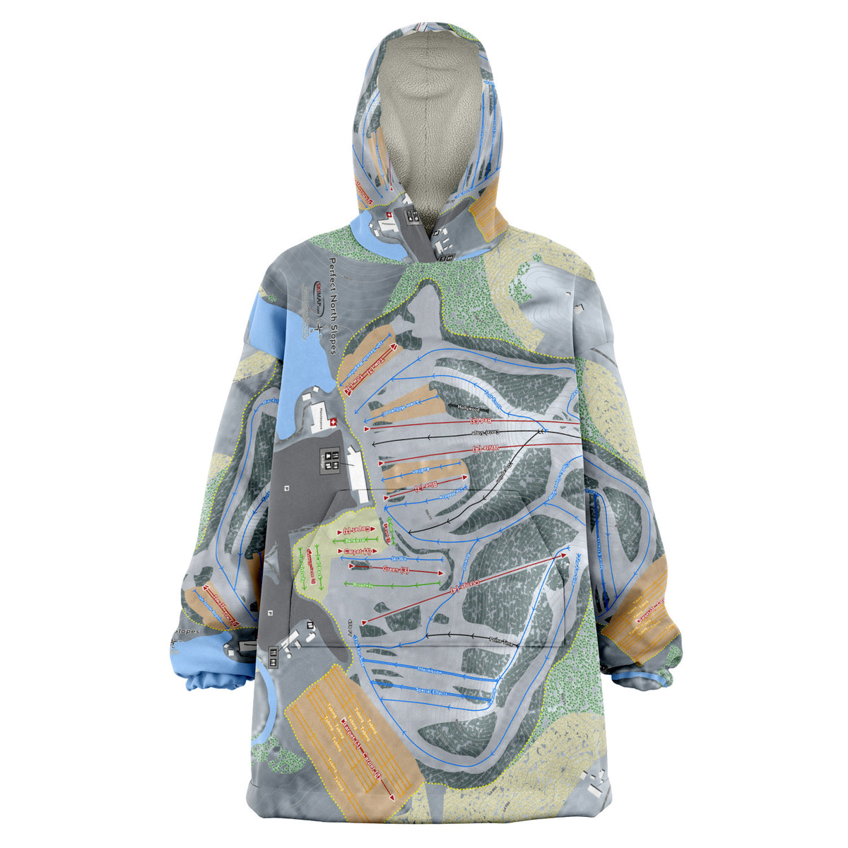 Perfect North Slopes, Indiana Ski Trail Map - Snug Hoodie