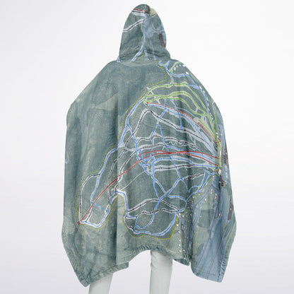 Attitash Mountain, New Hampshire Ski Resort Map Flannel Blanket Poncho