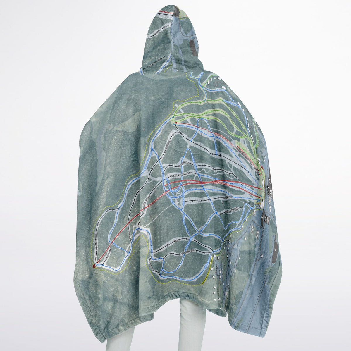 Attitash Mountain, New Hampshire Ski Resort Map Flannel Blanket Poncho