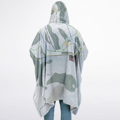 Little Ski Hill, Idaho Ski Resort Map Flannel Blanket Poncho