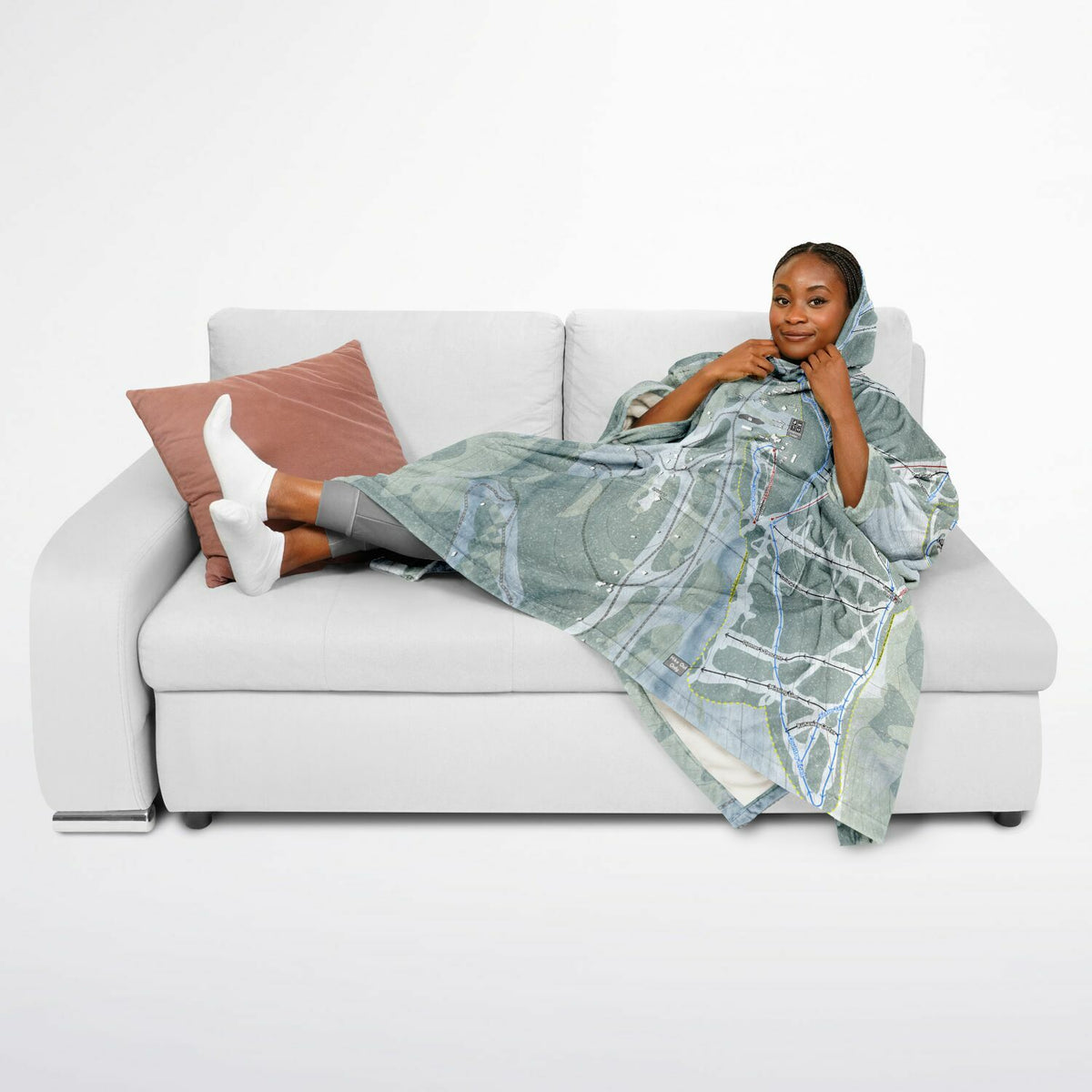 Eagle Point, Utah Ski Resort Map Flannel Blanket Poncho