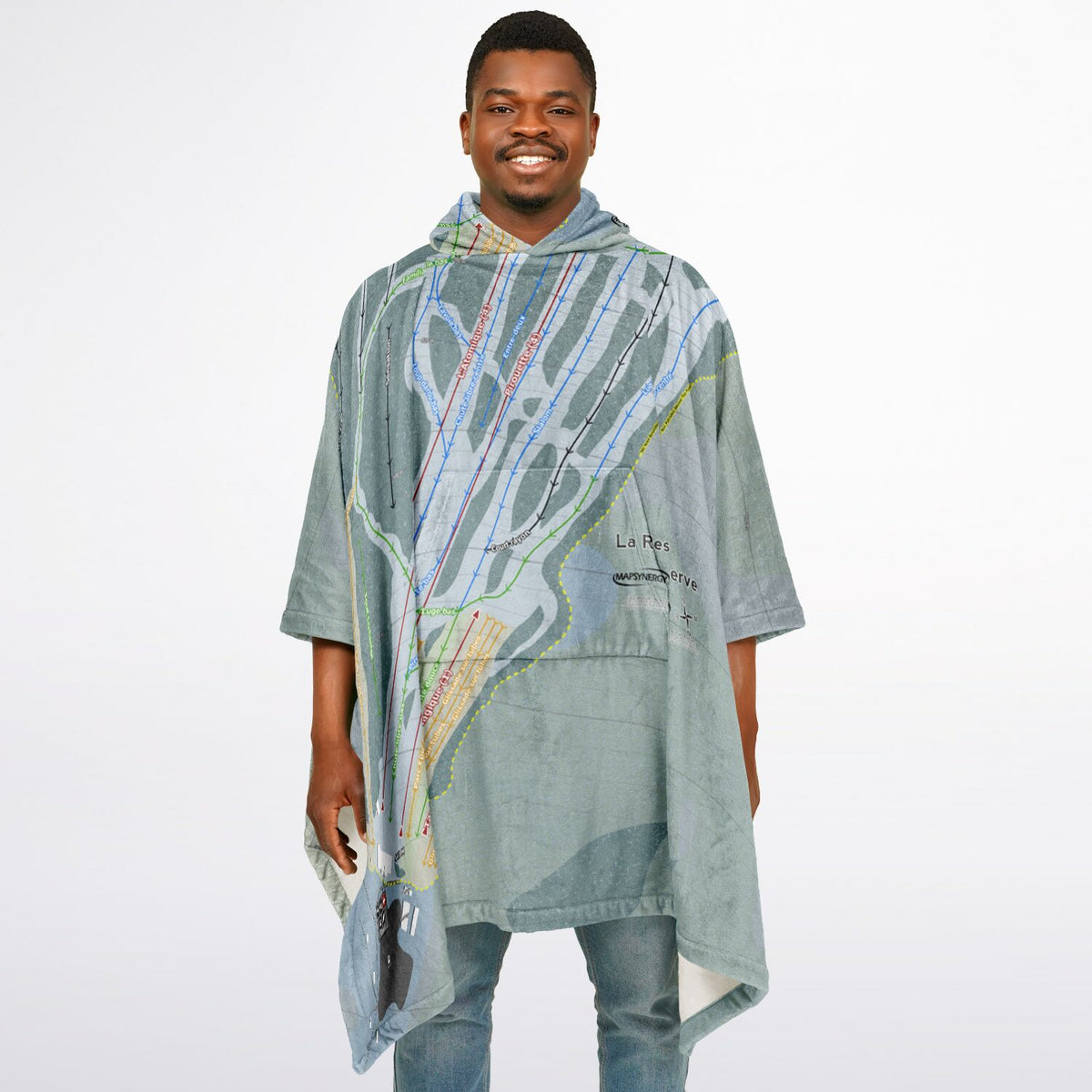 La Reserve, Quebec Ski Resort Map Flannel Blanket Poncho