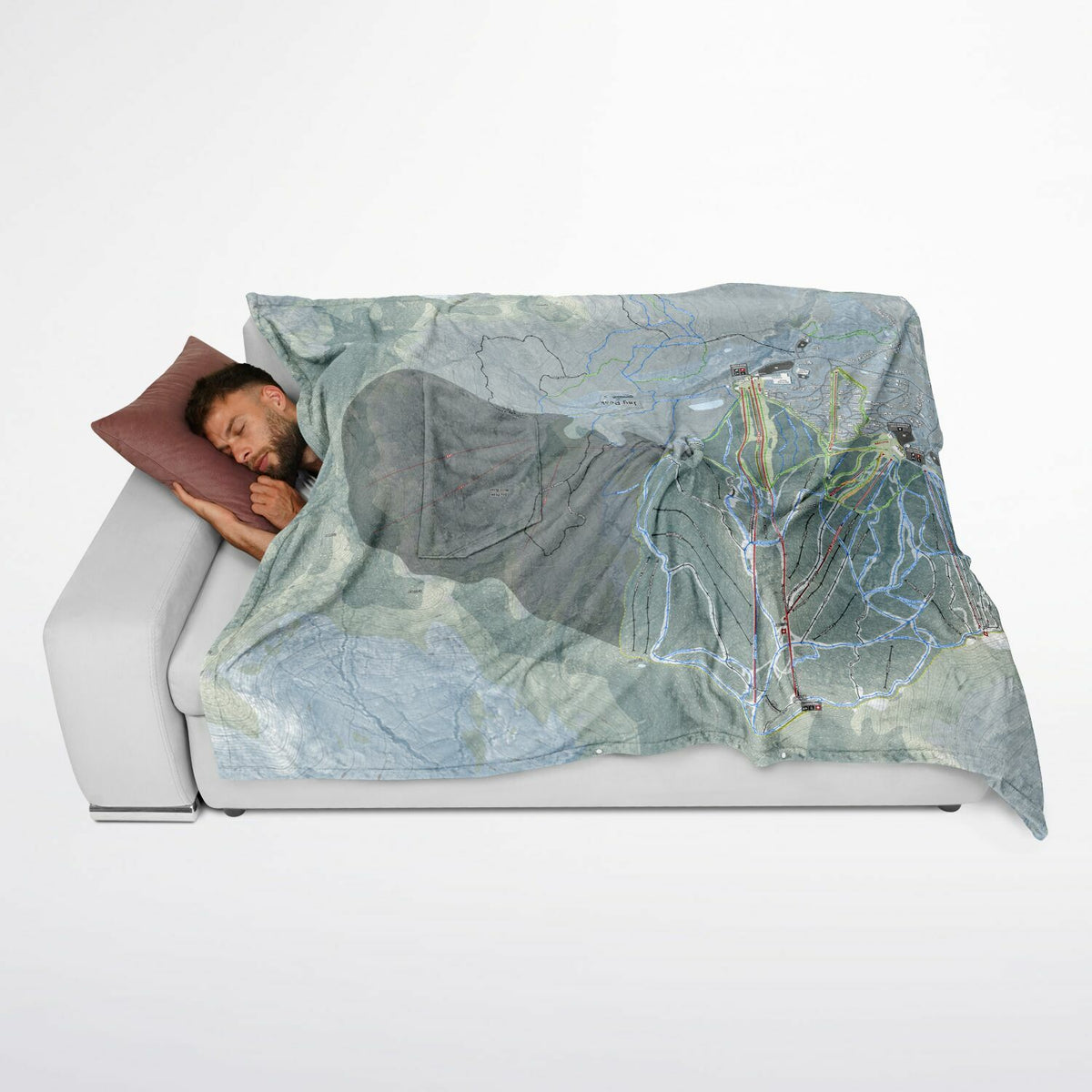 Jay Peak, Vermont Ski Resort Map Flannel Blanket Poncho