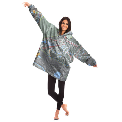 Hunter Mountain, New York Ski Trail Map - Snug Hoodie - Powderaddicts