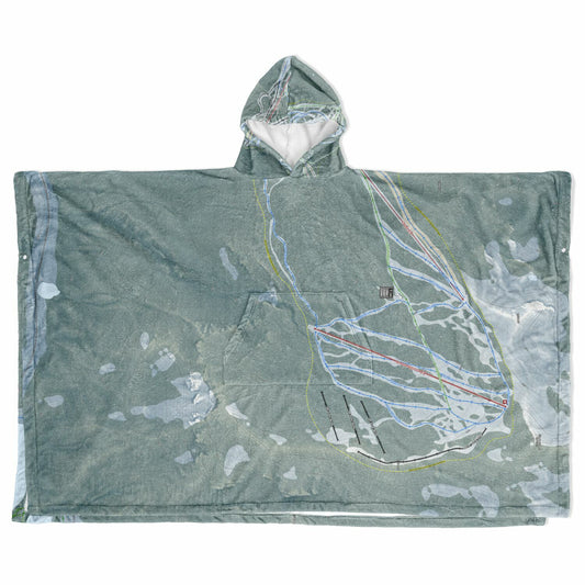 White Pass, Washington Ski Resort Map Flannel Blanket Poncho