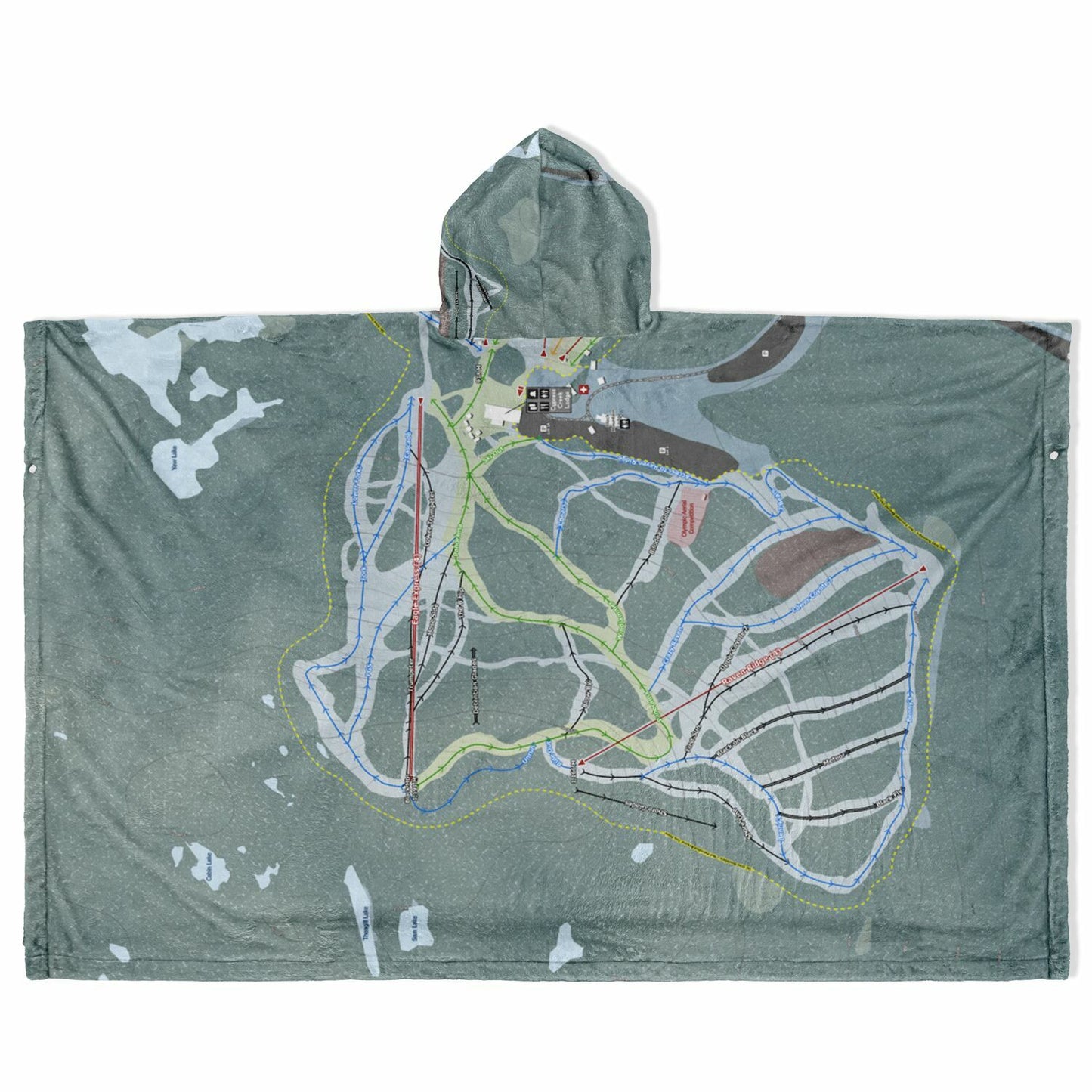Cypress Mountain, British Columbia Ski Resort Map Flannel Blanket Poncho