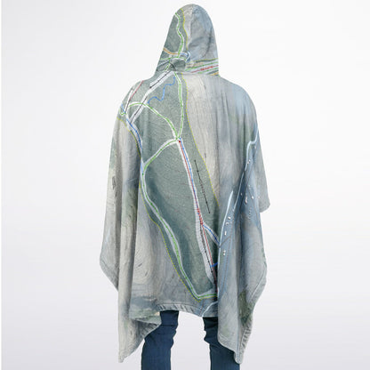 Greek Peak, New York Ski Resort Map Flannel Blanket Poncho