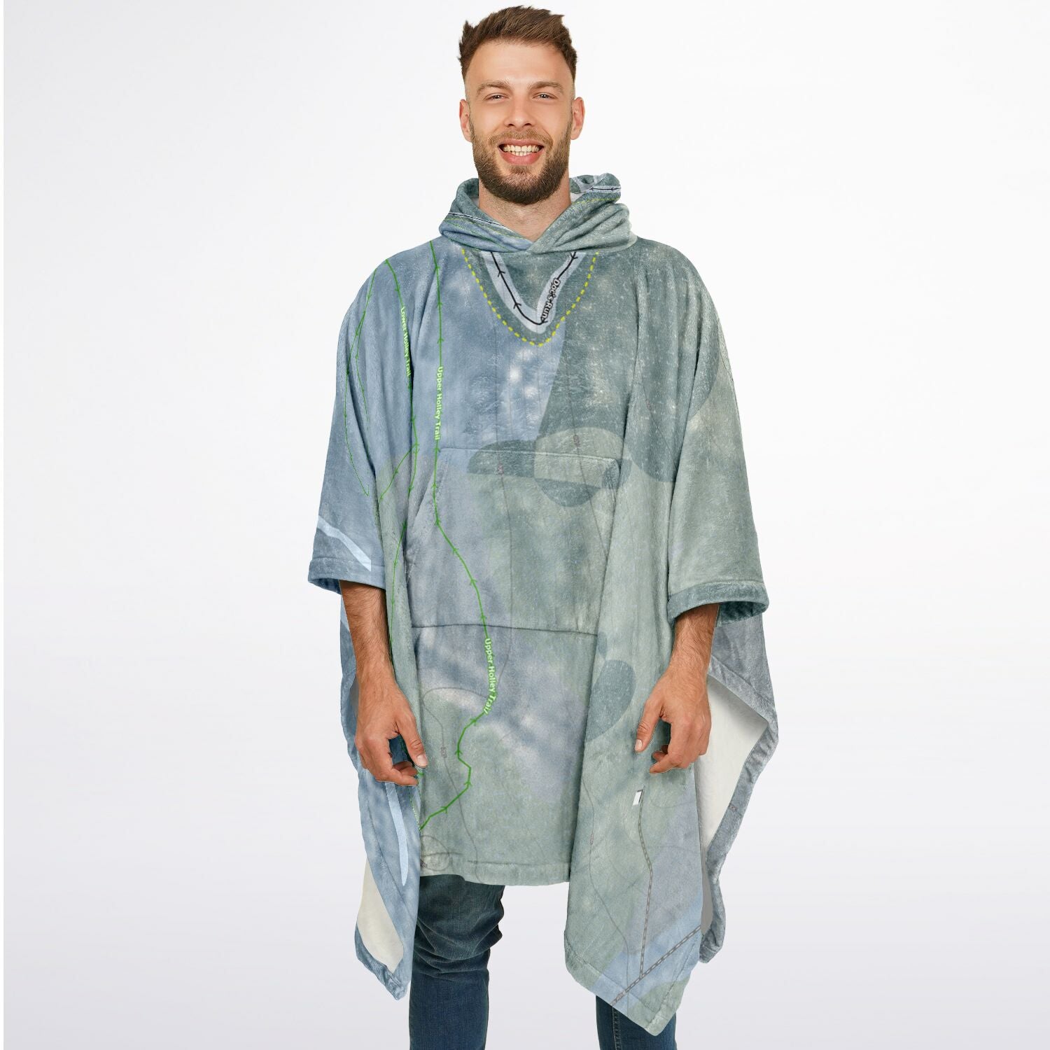 Proctor, New Hampshire Ski Resort Map Flannel Blanket Poncho