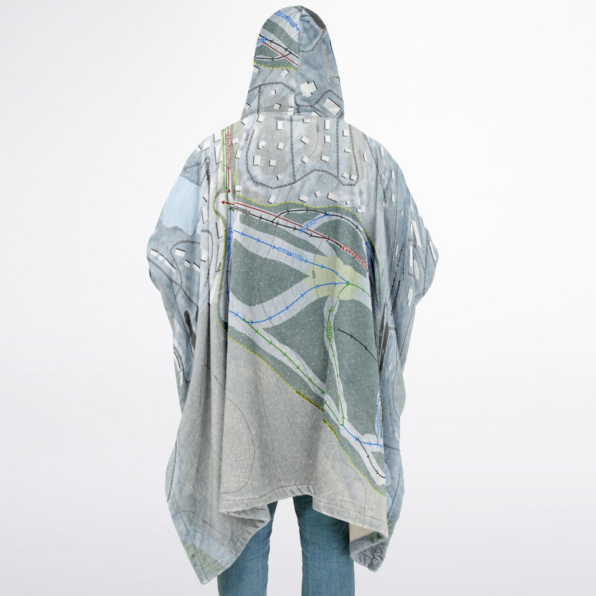 Hidden Valley, Pennsylvania Ski Resort Map Flannel Blanket Poncho