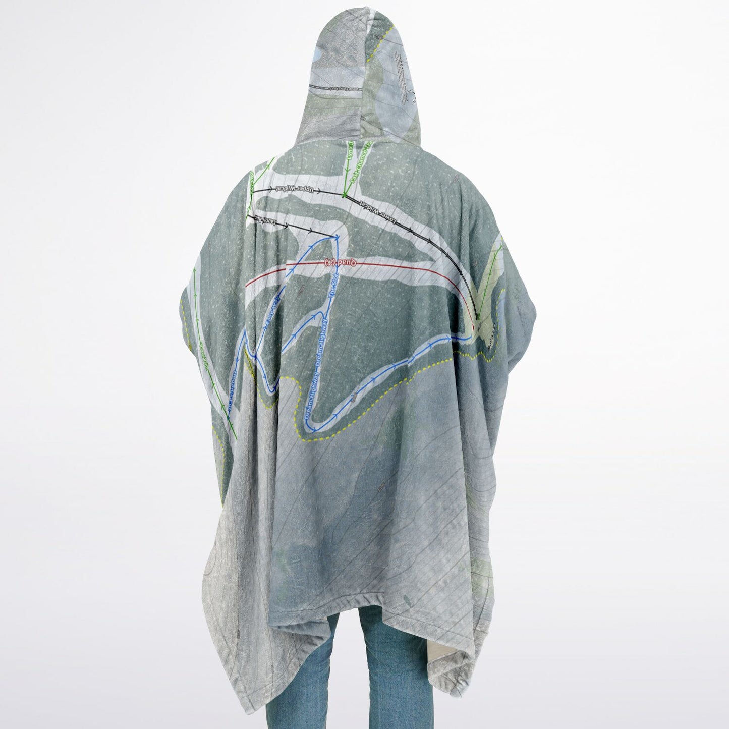 Laurel Mountain, Pennsylvania Ski Resort Map Flannel Blanket Poncho