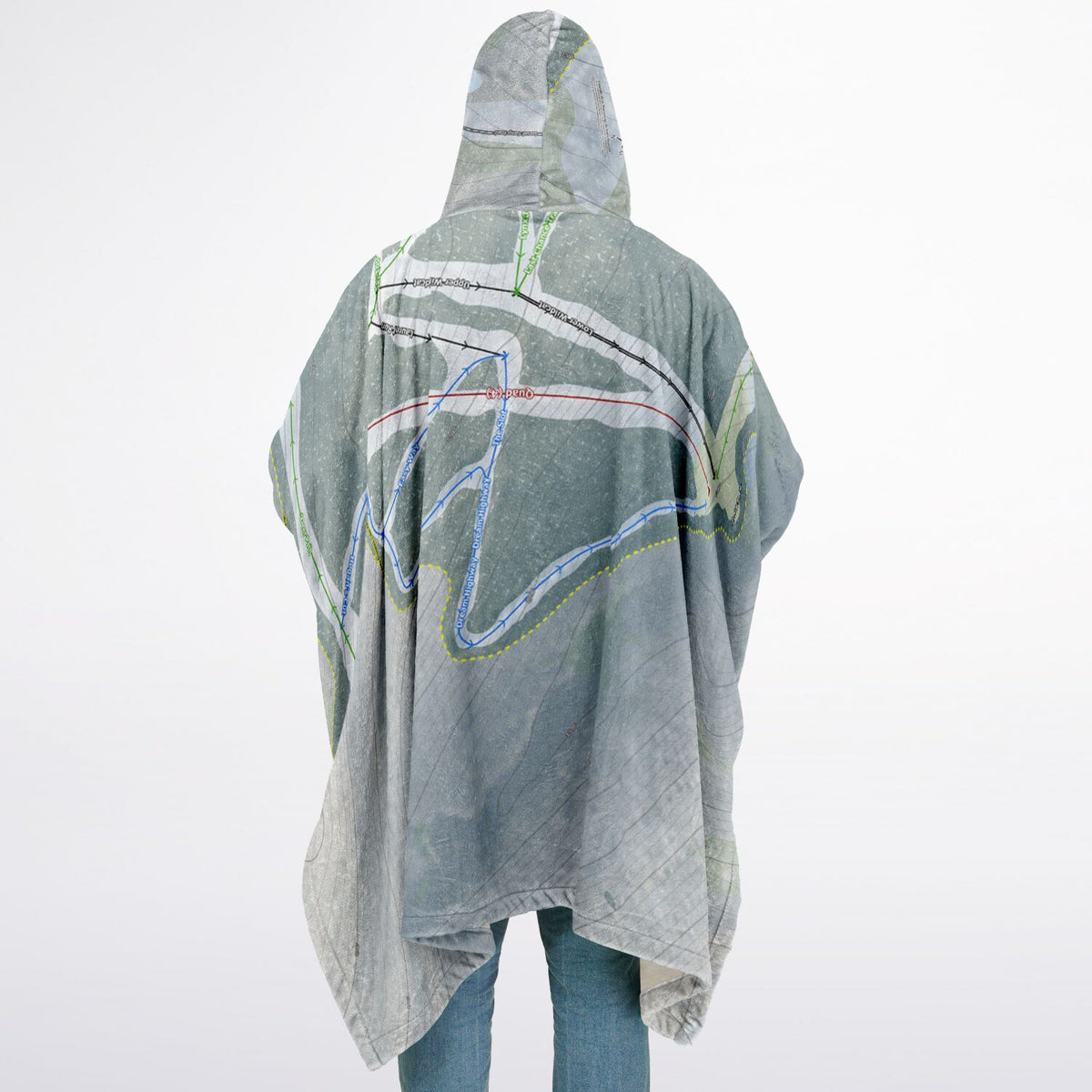 Laurel Mountain, Pennsylvania Ski Resort Map Flannel Blanket Poncho