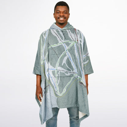 Turner Mountain, Montana Ski Resort Map Flannel Blanket Poncho