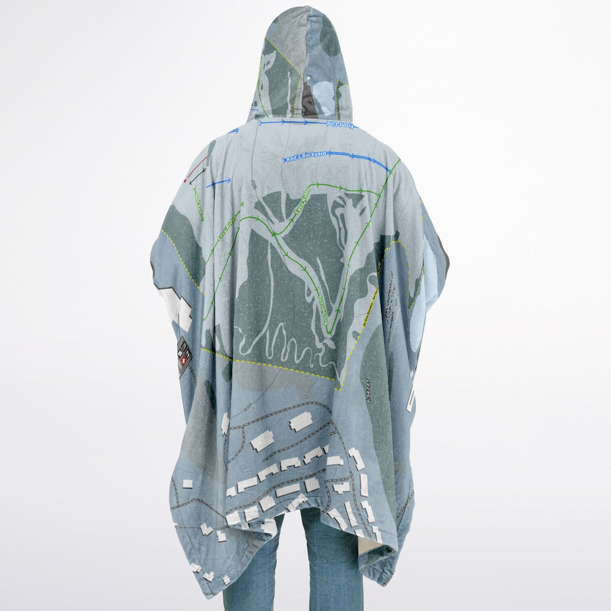 Woodward Park City, Utah Ski Resort Map Flannel Blanket Poncho