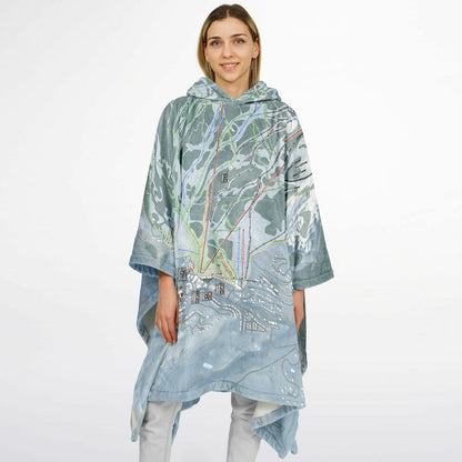 Crested Butte, Colorado Ski Resort Map Flannel Blanket Poncho