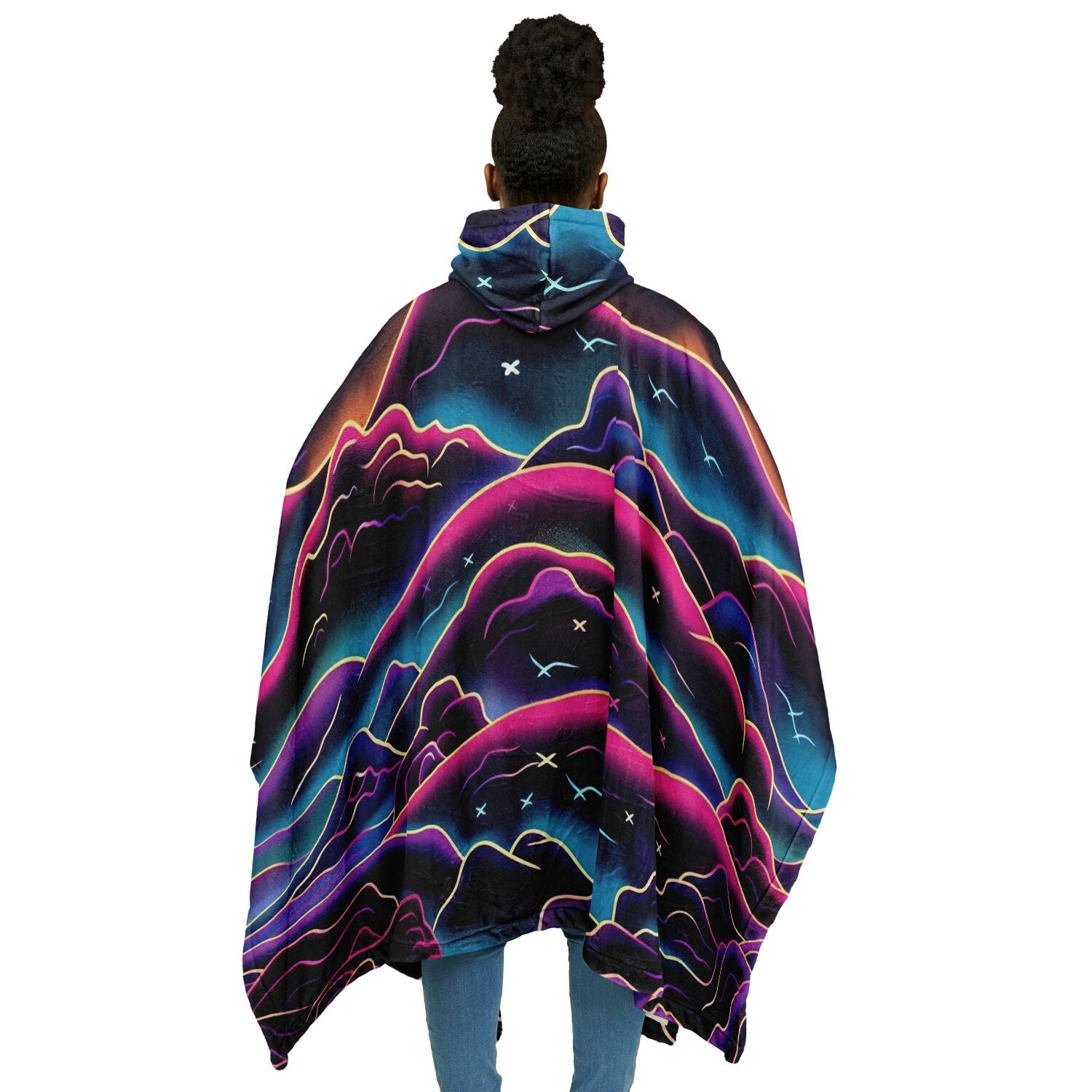 Neon Mountain, Flannel Blanket Poncho