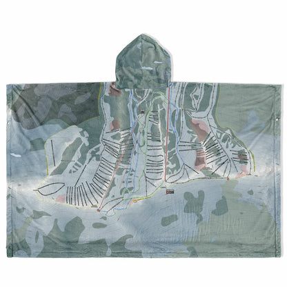 Kicking Horse, British Columbia Ski Resort Map Flannel Blanket Poncho