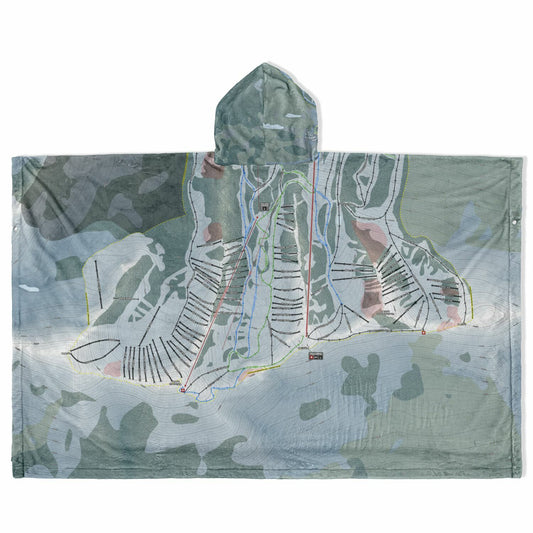 Kicking Horse, British Columbia Ski Resort Map Flannel Blanket Poncho