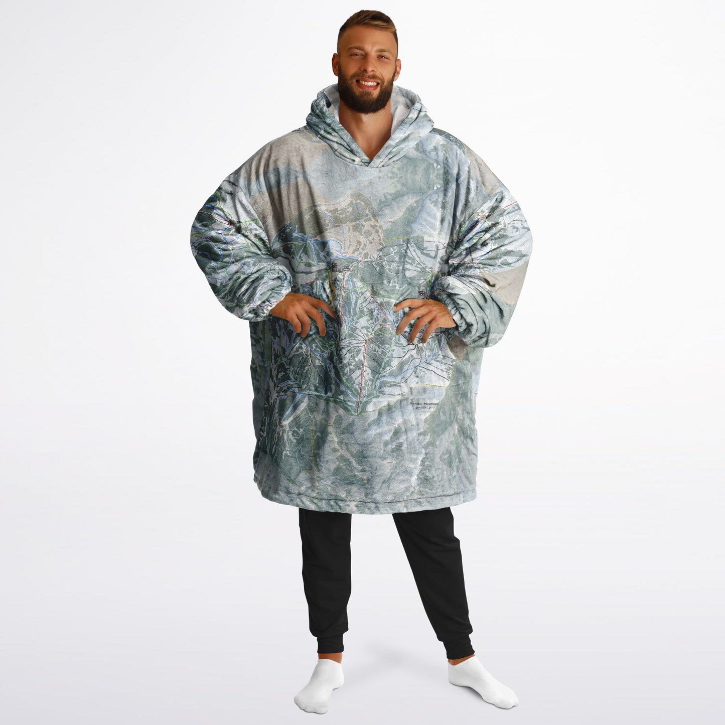 Powder Mountain, Utah Ski Resort Map Reversible Snug Hoodie