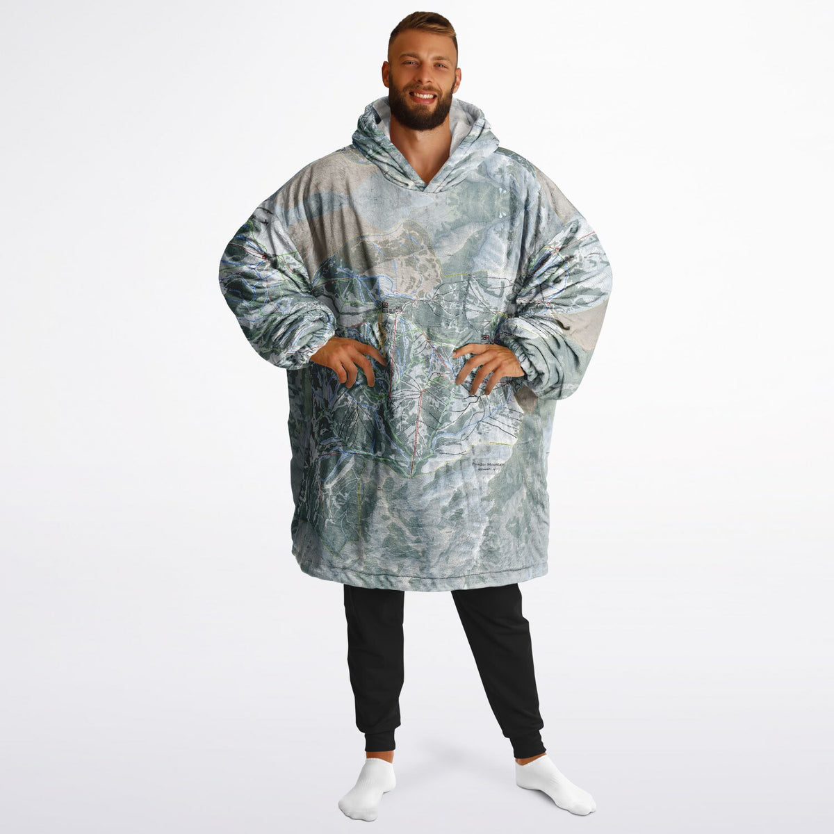 Powder Mountain, Utah Ski Resort Map Reversible Snug Hoodie