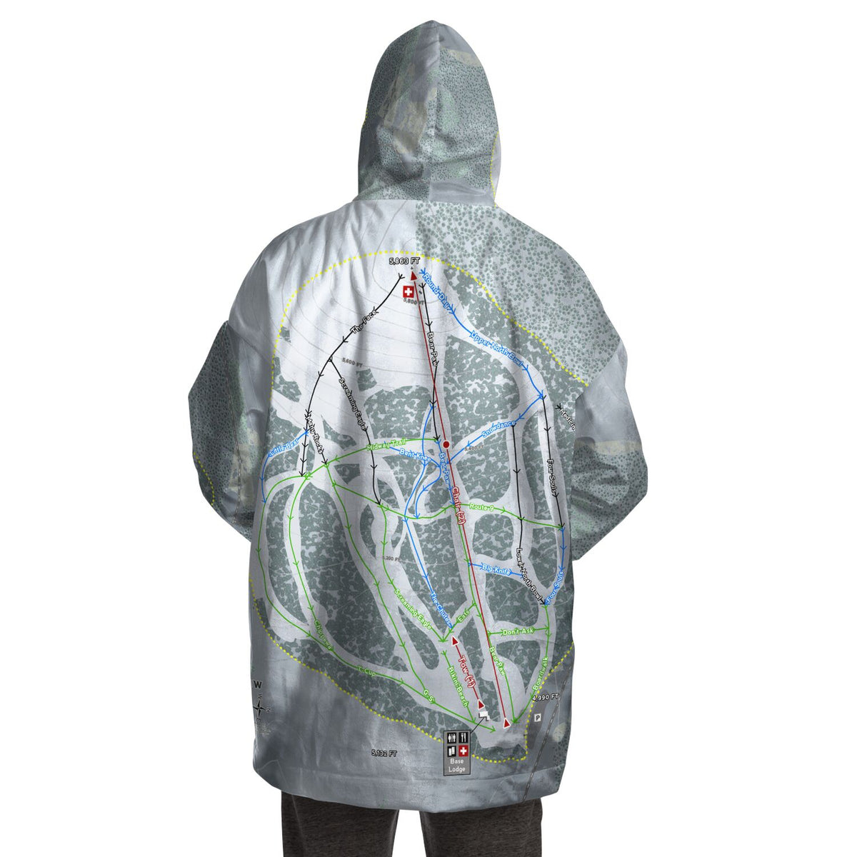 Bear Paw, Montana Ski Trail Map Snug Hoodie
