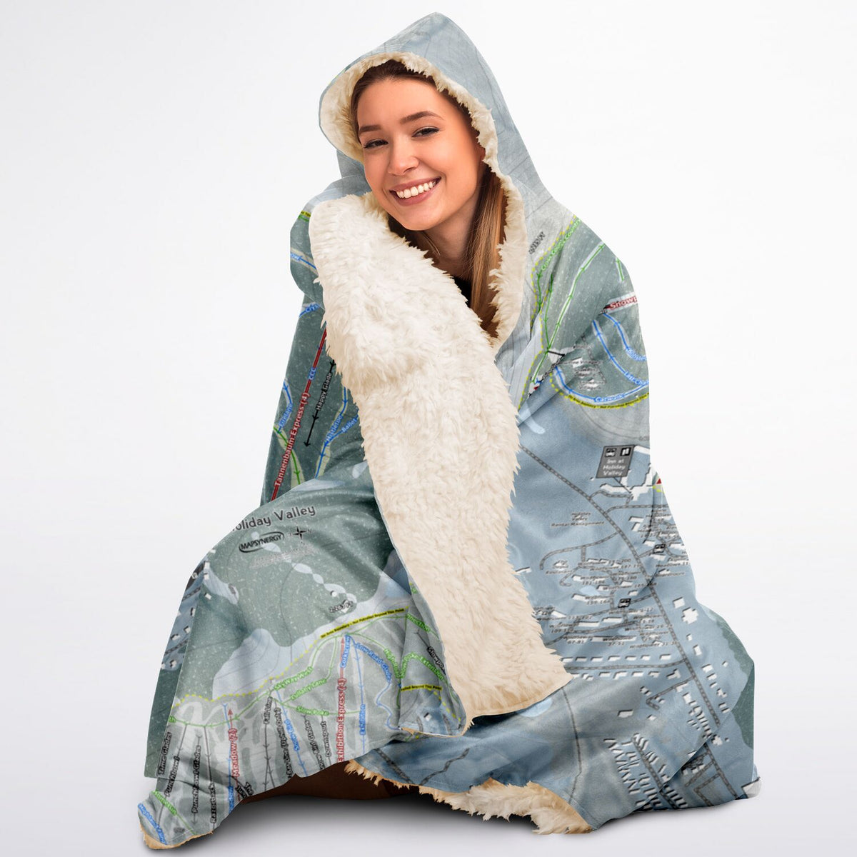 Holiday Valley, New York Ski Trail Map - Adult Hooded Blanket