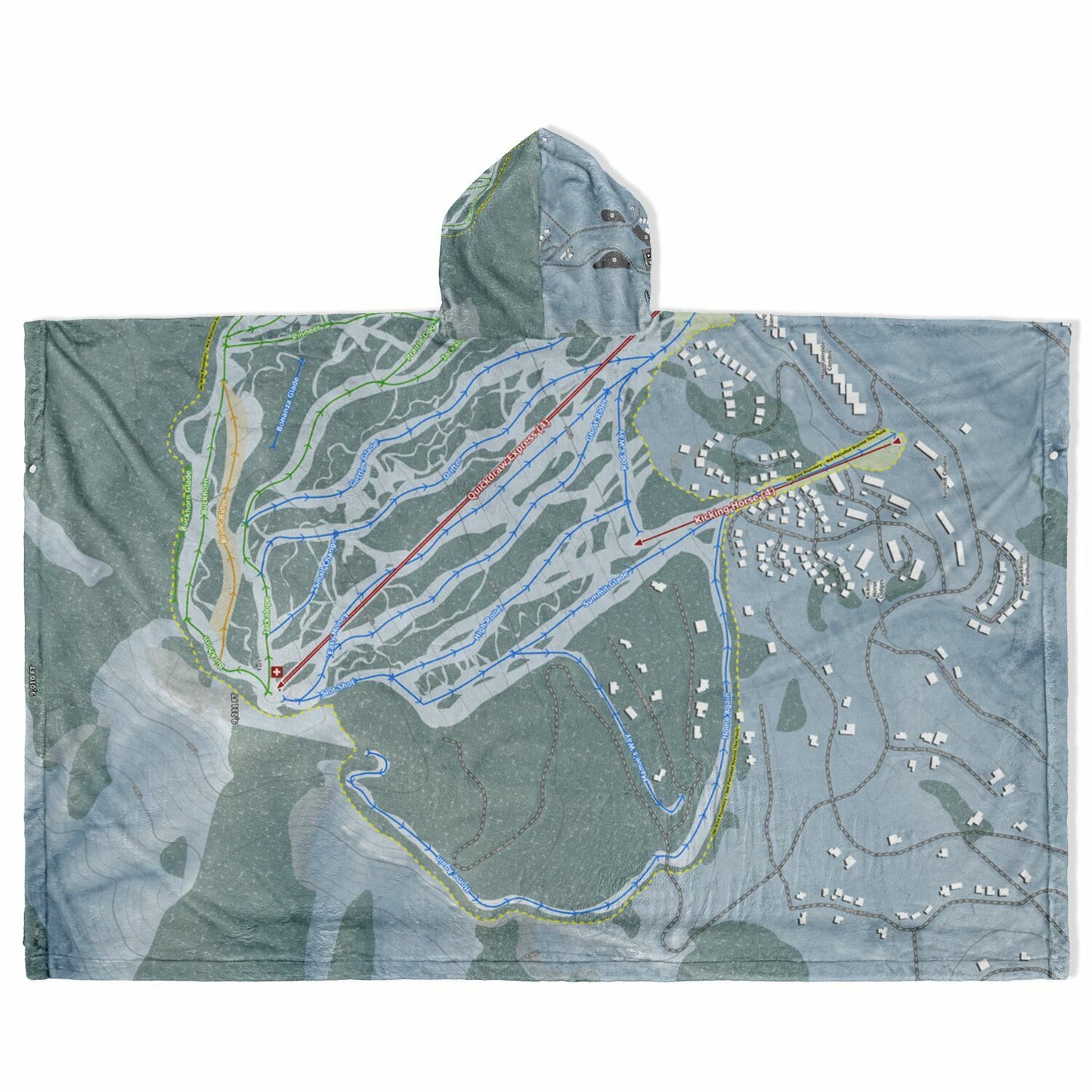 Granby Ranch, Colorado Ski Resort Map Flannel Blanket Poncho