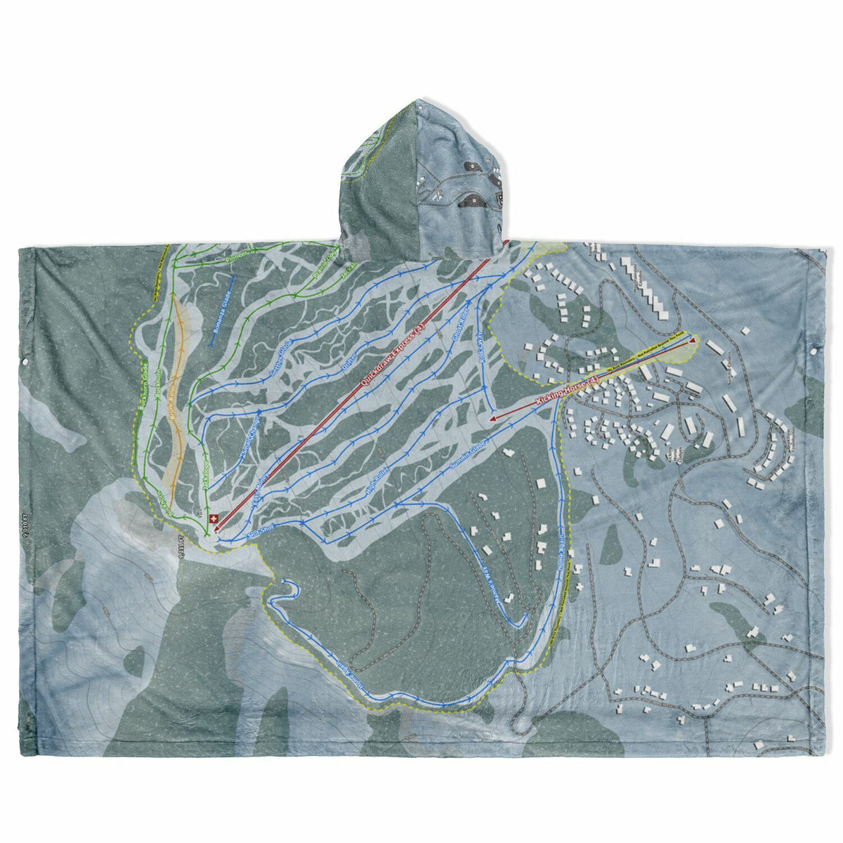 Granby Ranch, Colorado Ski Resort Map Flannel Blanket Poncho