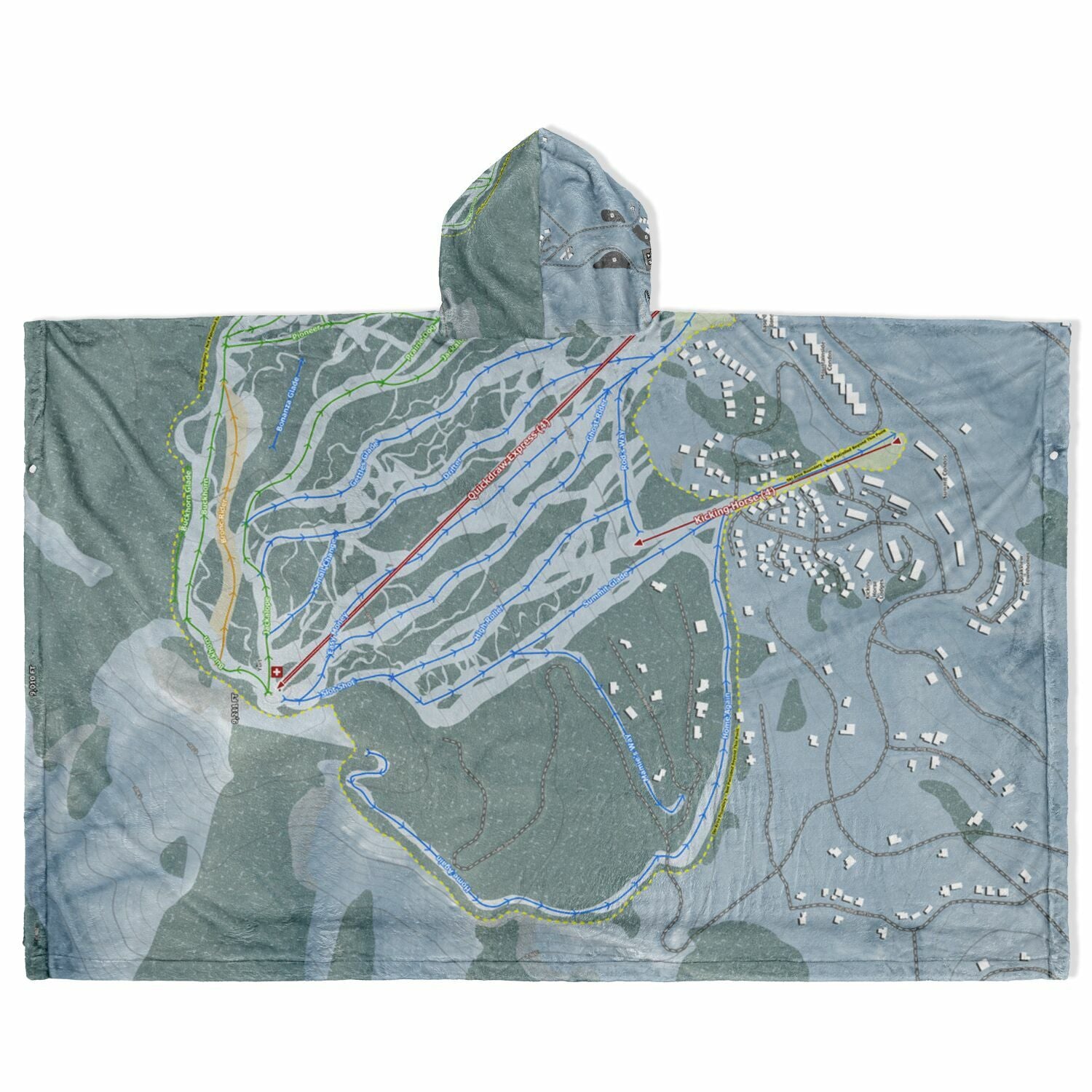 Granby Ranch, Colorado Ski Resort Map Flannel Blanket Poncho